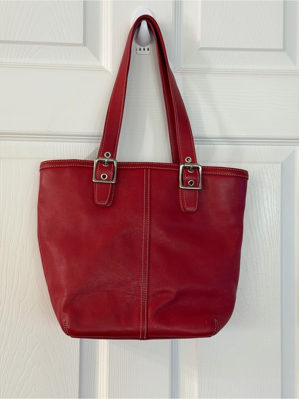 Vintage COACH 9572 Soft Legacy Tote Bag Red/With Silver Hardware